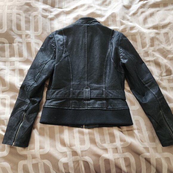 DANIER NUBUC LEATHER BLACK ZIP JACKET. BIKER STYLE. SIZE S - Picture 10 of 10